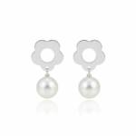PENDIENTES PLATA 925MM FLOR + PERLA