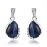 PENDIENTES PLATA 925MM OJO DE GATO AZUL
