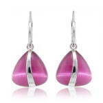 PENDIENTES PLATA 925MM OJO DE GATO FUCSIA