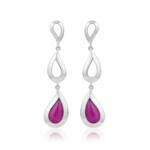 PENDIENTES PLATA 925MM OJO DE GATO FUCSIA