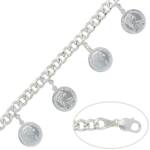 PULSERA MONEDAS BARBADA HUECA PLATA 925MM