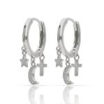 AROS PLATA 925MM ESTRELLA + LUNA + CRUZ - 5MM