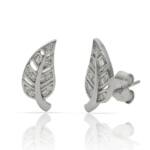 PENDIENTES PLATA 925MM HOJA CIRCONITAS - 6x14MM
