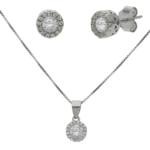 PENDIENTES + GARGANTILLA PLATA 925MM CIRCONITAS