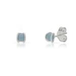 PENDIENTES PLATA 925MM PERLA AZUL - 4MM