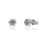 PENDIENTES PLATA 925MM FLOR PIEDRA ROSA - 5.50MM