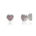PENDIENTES PLATA 925MM CORAZON PIEDRA ROSA - 6MM