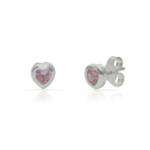 PENDIENTES PLATA 925MM CORAZON PIEDRA ROSA - 5MM