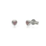 PENDIENTES PLATA 925MM CORAZON PIEDRA ROSA - 4MM