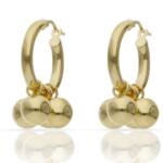 AROS PLATA CHAPADA ORO BOLAS - 12MM