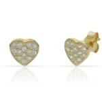 PENDIENTES PLATA CHAPADA ORO CORAZON - 8MM