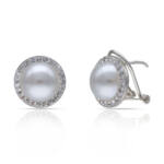 PENDIENTES PLATA 925MM CIRCONITAS + PERLAS - 13MM
