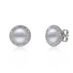 PENDIENTES PLATA 925MM PERLAS + CIRCONITAS - 10MM