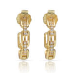 AROS PLATA CHAPADA ORO ESLABONES + CIRCONITAS - 12MM