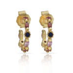 AROS PLATA CHAPADA ORO PIEDRAS COLORES - 7MM