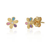 PENDIENTES PLATA CHAPADA ORO FLOR ESMALTADA - 7MM
