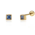 PENDIENTES PLATA CHAPADA ORO CUADRADOS - 4x4MM