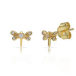 PENDIENTES PLATA CHAPADA ORO LIBELULA CIRCONITAS - 7x4MM