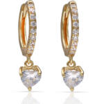 PENDIENTES PLATA CHAPADA ORO CORAZON CIRCONITAS