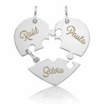 COLGANTE PLATA 925MM CORAZÓN PUZZLE AMIGOS