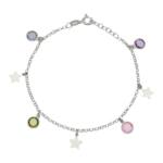 TOBILLERA PLATA 925MM ESTRELLAS + PIEDRAS