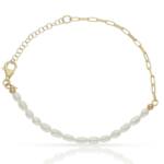PULSERA PLATA CHAPADA ORO PERLAS