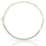 PULSERA PLATA CHAPADA ORO CIRCONITAS + ESLABONES