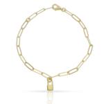 PULSERA PLATA CHAPADA ORO CANDADO