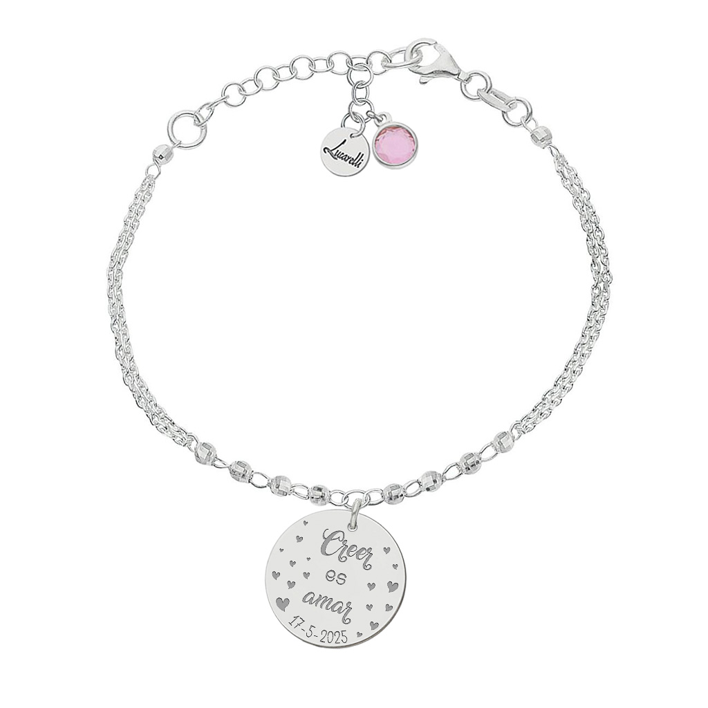 PULSERA MI HISTORIA PLATA 925MM FORZADA + BOLAS - CREER ES AMAR
