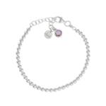 PULSERA MI HISTORIA PLATA 925MM BOLAS - LILA