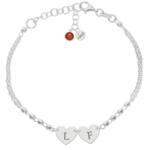 PULSERA PLATA 925MM FORZADA + BOLAS - CORAZONES + INICIALES