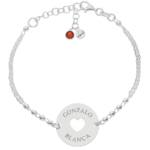 PULSERA PLATA 925MM FORZADA + BOLAS - NOMBRES + CORAZON