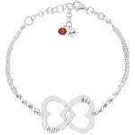PULSERA PLATA 925MM FORZADA + BOLAS - 2 CORAZONES ENTRELAZADOS