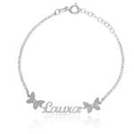 PULSERA PLATA 925MM NOMBRE LETRA INGLESA + MARIPOSAS