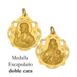 MEDALLA PLATA CHAPADA EN ORO ESCAPULARIO - 25x28MM
