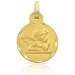 MEDALLA PLATA CHAPADA EN ORO ANGEL DE LA GUARDA - 15MM