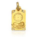 MEDALLA PLATA CHAPADA EN ORO RELOJ - 11x16MM