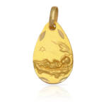 MEDALLA PLATA CHAPADA EN ORO NIÑO EN PAJA - 11x18MM