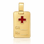 PLACA PLATA CHAPADA EN ORO GRUPO SANGUINEO PEQUEÑO - 14x22MM