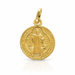 MEDALLA PLATA CHAPADA EN ORO SAN BENITO - 12MM