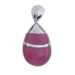 COLGANTE PLATA 925MM OJO DE GATO FUCSIA