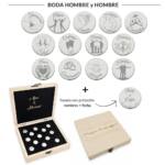 ARRAS PERSONALIZADAS BODA MUJER + MUJER · PLATA DE LEY + ESTUCHE MADERA
