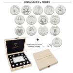 ARRAS PERSONALIZADAS BODA MUJER + MUJER · PLATA DE LEY + ESTUCHE MADERA + BANDEJA
