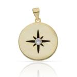 COLGANTE PLATA CHAPADA ORO ROSA DE LOS VIENTOS - 20MM