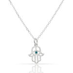 GARGANTILLA PLATA 925MM MANO DE FATIMA + OJO TURCO