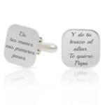 GEMELOS CUADRADOS PLATA 925MM FRASE