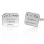 GEMELOS RECTANGULARES PLATA 925MM NOMBRES + FECHA