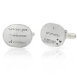 GEMELOS OVALADOS PLATA 925MM FRASE