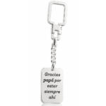 LLAVERO RECTANGULAR PLATA 925MM · GRACIAS PAPA