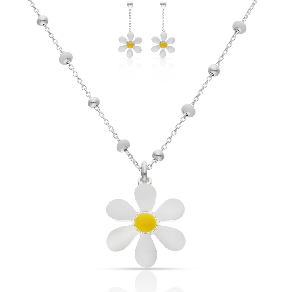GARGANTILLA PLATA 925MM MARGARITA ESMALTADA